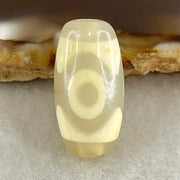 Natural Powerful Tibetan Old Oily Agate 3 Eyes Dzi Bead Heavenly Master (Tian Zhu) 三眼天诛 3.00g 20.1 by 10.4mm - Huangs Jadeite and Jewelry Pte Ltd