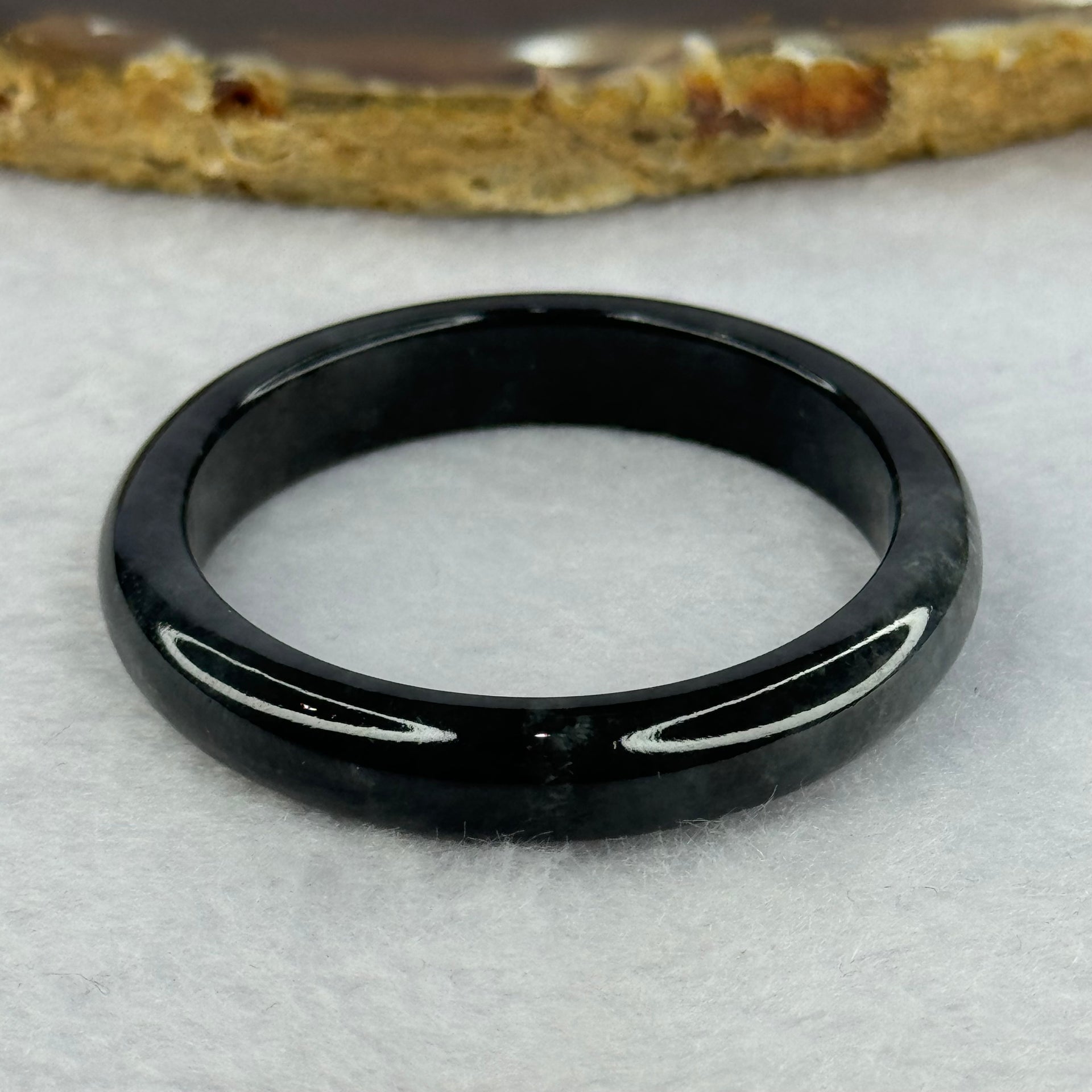 Type A Highly Translucent Black Grey Wuji Jadeite Baby Bangle 13.48g Internal Diameter 36.4mm 7.8 by 5.2mm (Very Slight External Rough) - Huangs Jadeite and Jewelry Pte Ltd