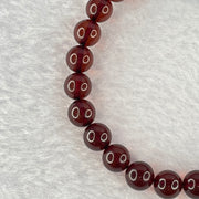 Natural Dark Red Blood Amber Beads Bracelet 天然血珀手链 8.45g 17cm 7.6mm 24 Beads - Huangs Jadeite and Jewelry Pte Ltd