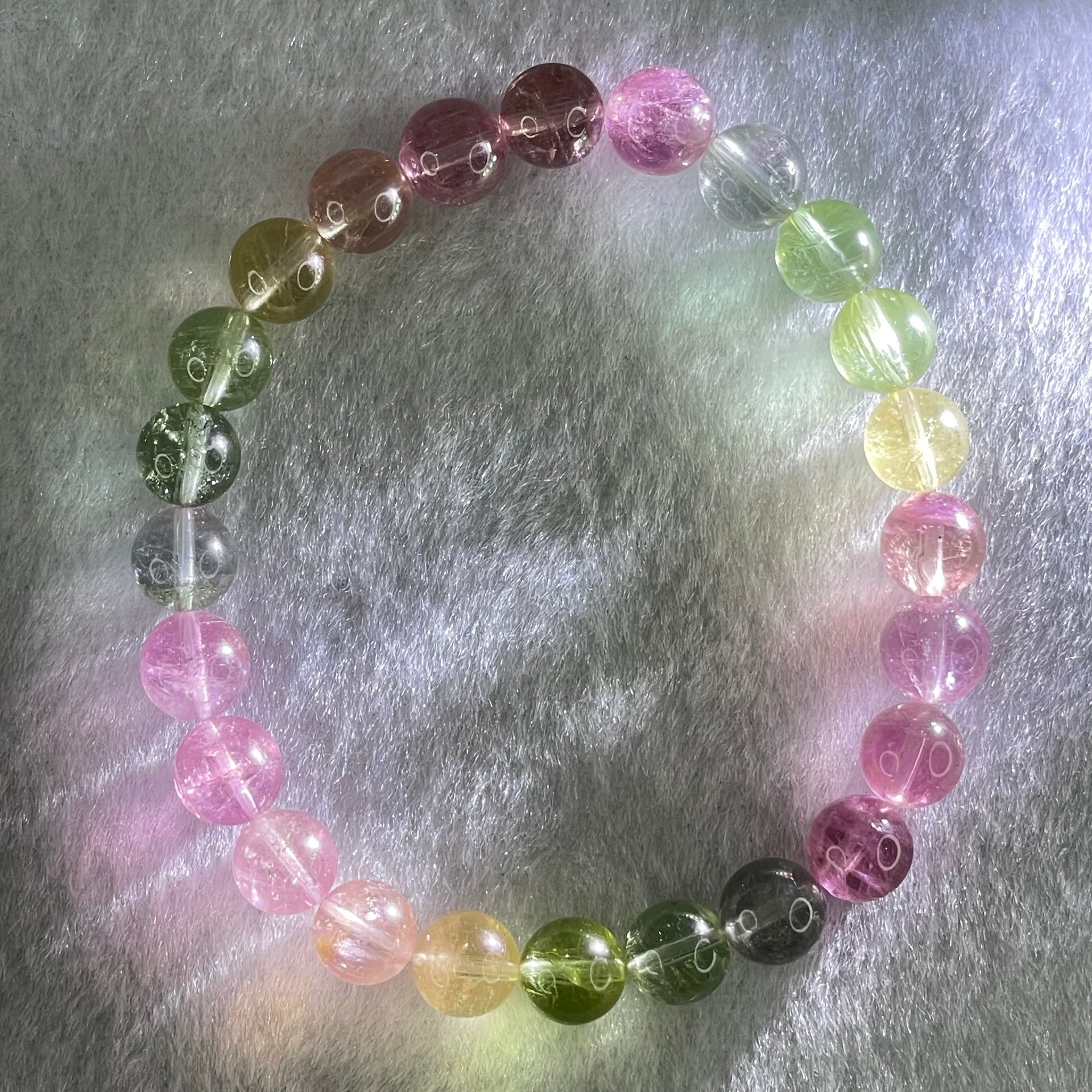 Good Grade Natural Elbaite Tourmaline Beads Bracelet 16.74g 15cm 7.8mm 24 Beads - Huangs Jadeite and Jewelry Pte Ltd