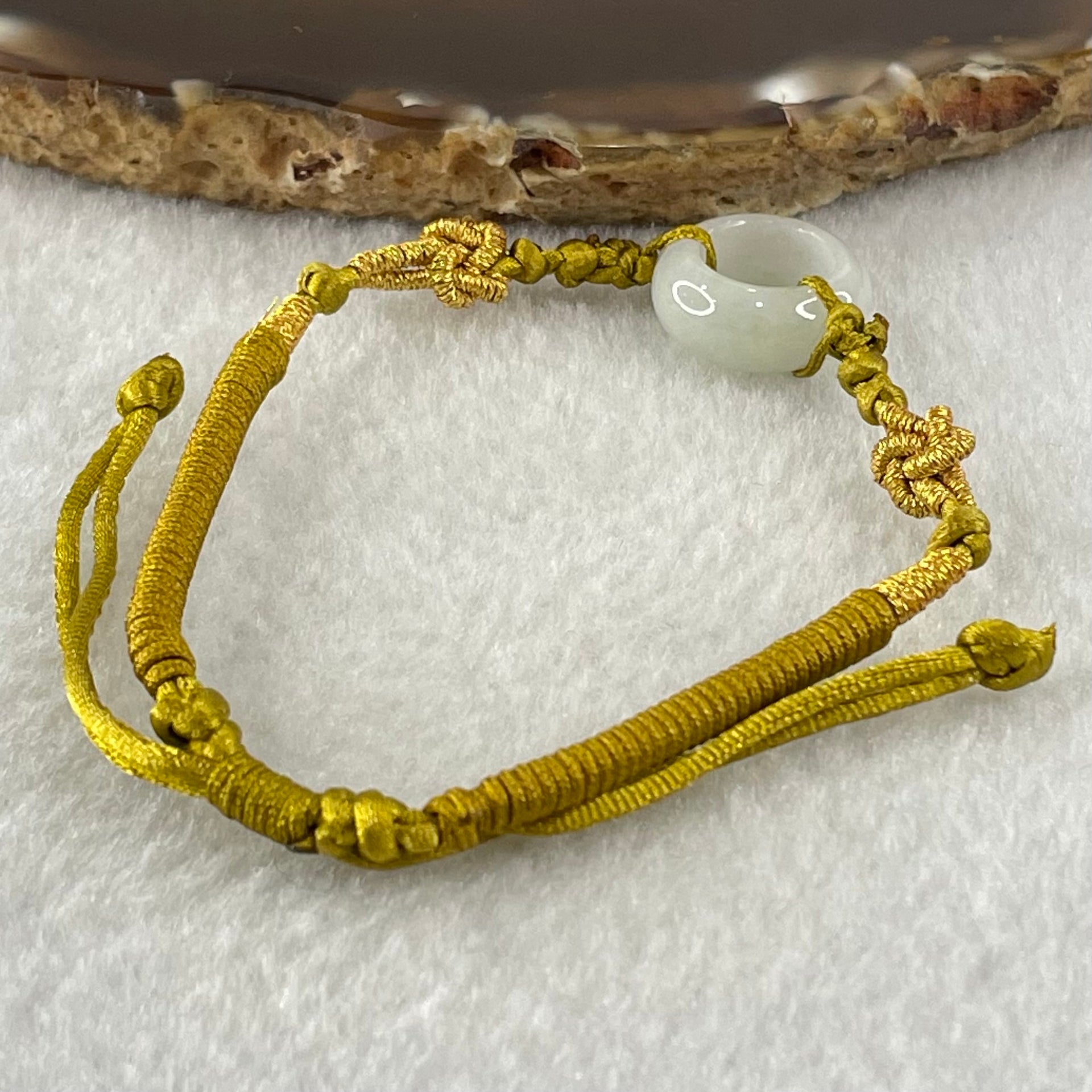 Type A Faint Lavender Jadeite Ping An Kou String Bracelet 3.09g 15.2 by 6.3mm - Huangs Jadeite and Jewelry Pte Ltd
