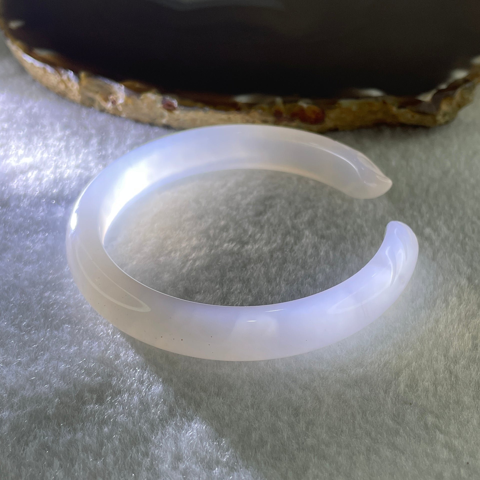 Natural Pinky Agate 9 Tail Fox Bangle 29.8g Internal Diameter 58.7mm 10.8 by 7.2mm - Huangs Jadeite and Jewelry Pte Ltd