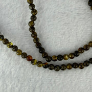 Natural Dark Brown Flower Amber Beads Elastic Necklace 8.02g 50cm 5.4mm 105 Beads - Huangs Jadeite and Jewelry Pte Ltd