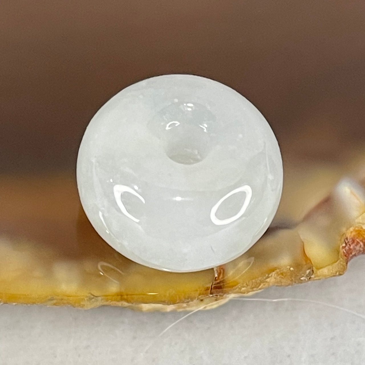 Type A Icy Jelly Faint Gren Lavender Jadeite Ping An Kou Charm/Pendant 2.48g 12.9 by 7.6mm - Huangs Jadeite and Jewelry Pte Ltd