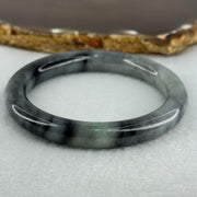 Type A Faint Green and Greyish Black Piao Hua Jadeite Bangle Internal Diameter 50.9mm 35.22g 8.6 by 8.4mm (Very Slight Internal Lines) - Huangs Jadeite and Jewelry Pte Ltd
