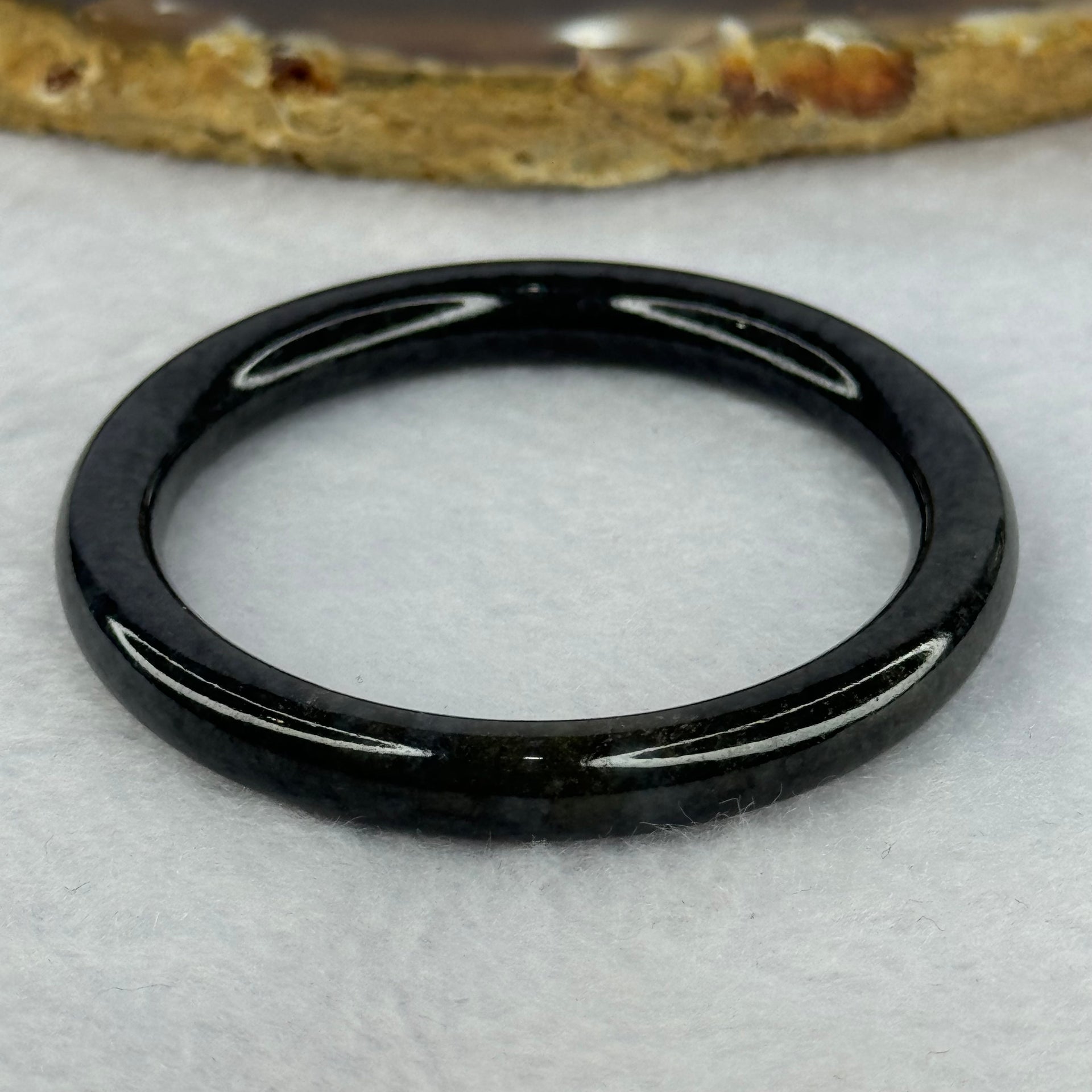 Type A Black Grey Wuji Jadeite Baby Bangle 14.30g Internal Diameter 40.7mm 6.3 by 6.4mm - Huangs Jadeite and Jewelry Pte Ltd