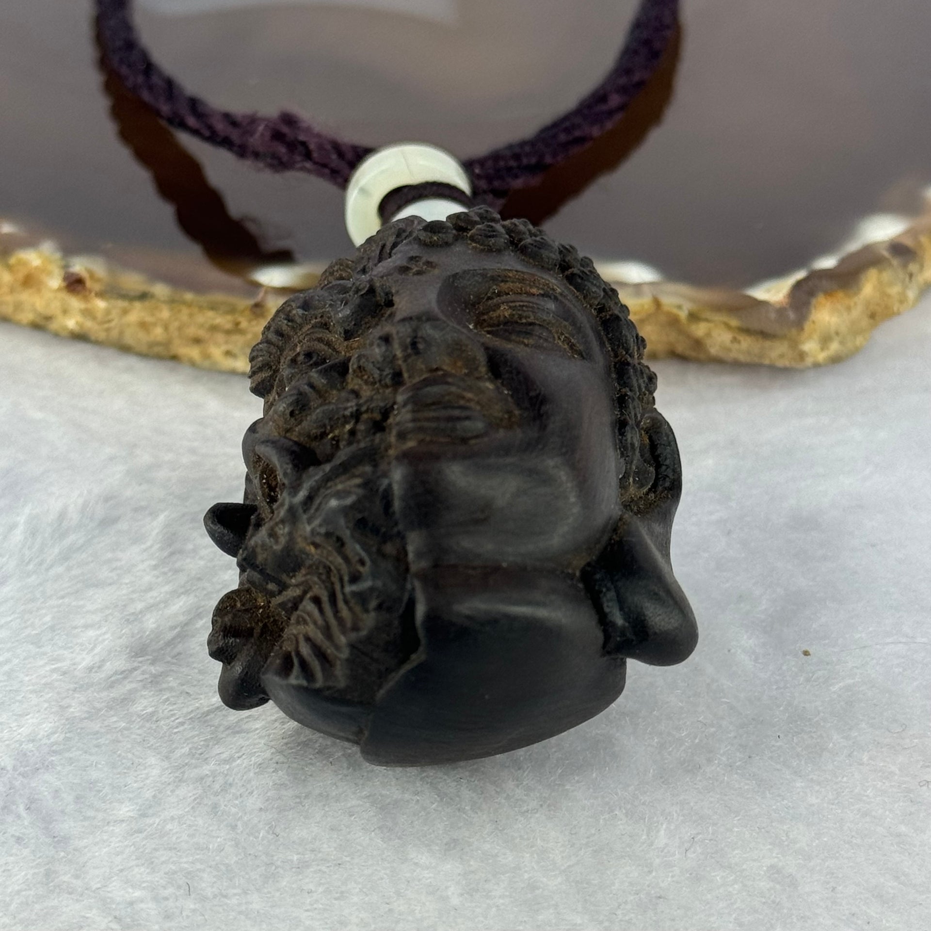 Natural Agarwood Good vs Evil Head Wooden Handplay 40.58g 58.0 by 36.5 by 36.5mm - Huangs Jadeite and Jewelry Pte Ltd