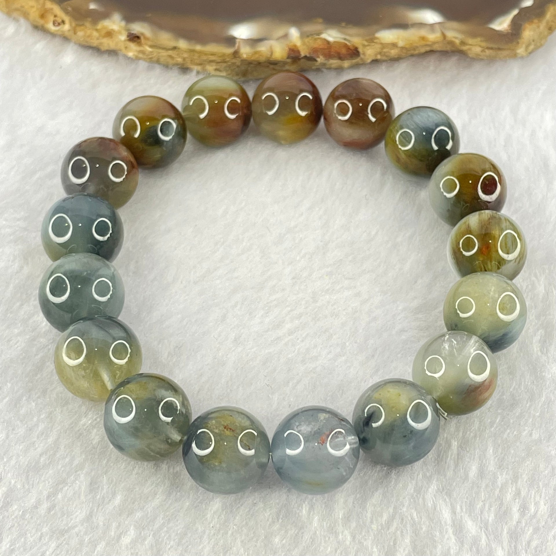 Good Grade Natural Blue Rutilated Quartz Bracelet 43.79g 18cm 12.6mm 17 Beads - Huangs Jadeite and Jewelry Pte Ltd
