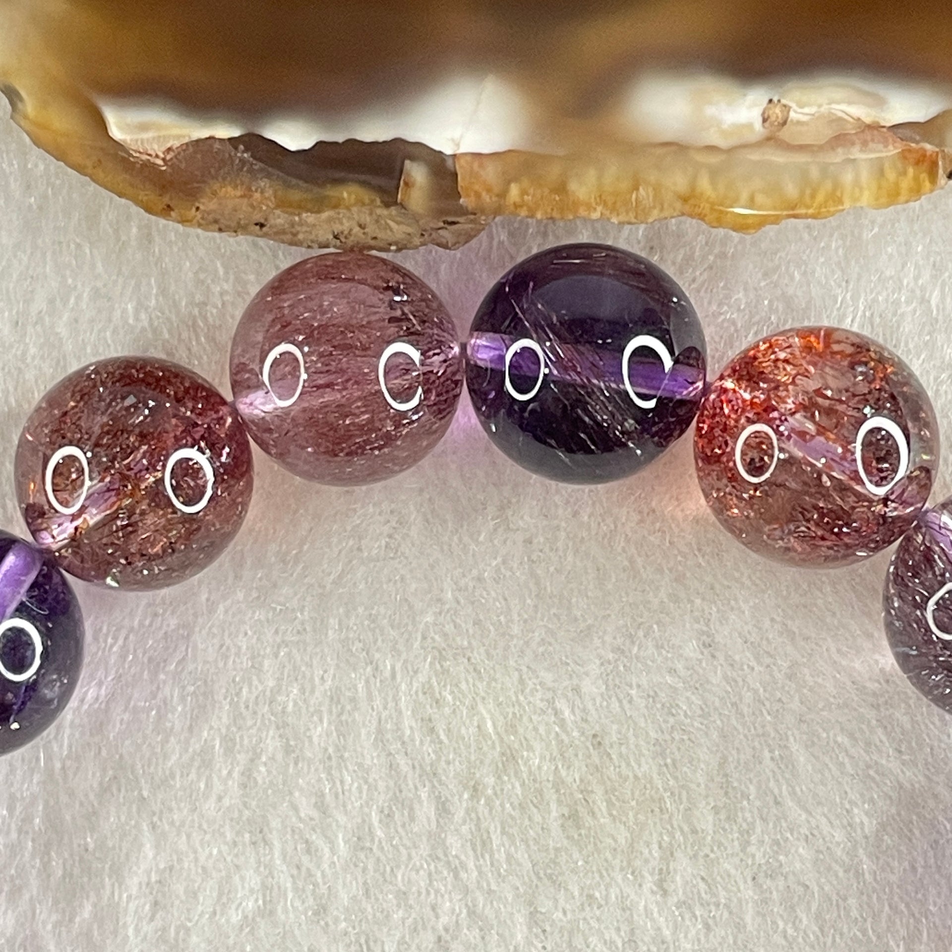 Very Very Good Natural Super 7 Beads Bracelet 39.96g 12.3mm 15cm 16Beads - Huangs Jadeite and Jewelry Pte Ltd