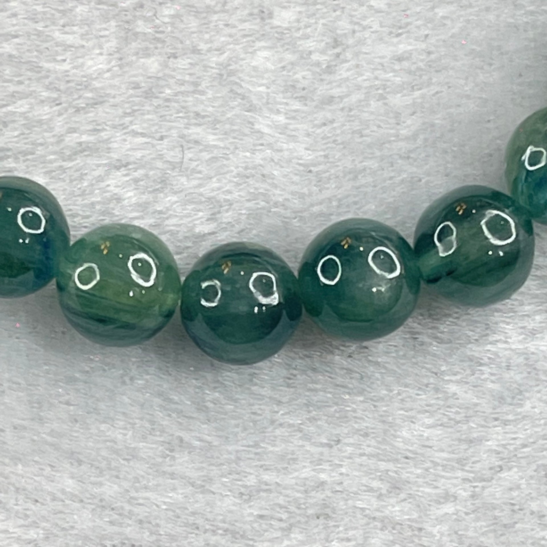 Natural Blueish Green Aquamarine Beryl Beads Bracelet 20.06g 17cm 8.1mm 25 Beads - Huangs Jadeite and Jewelry Pte Ltd