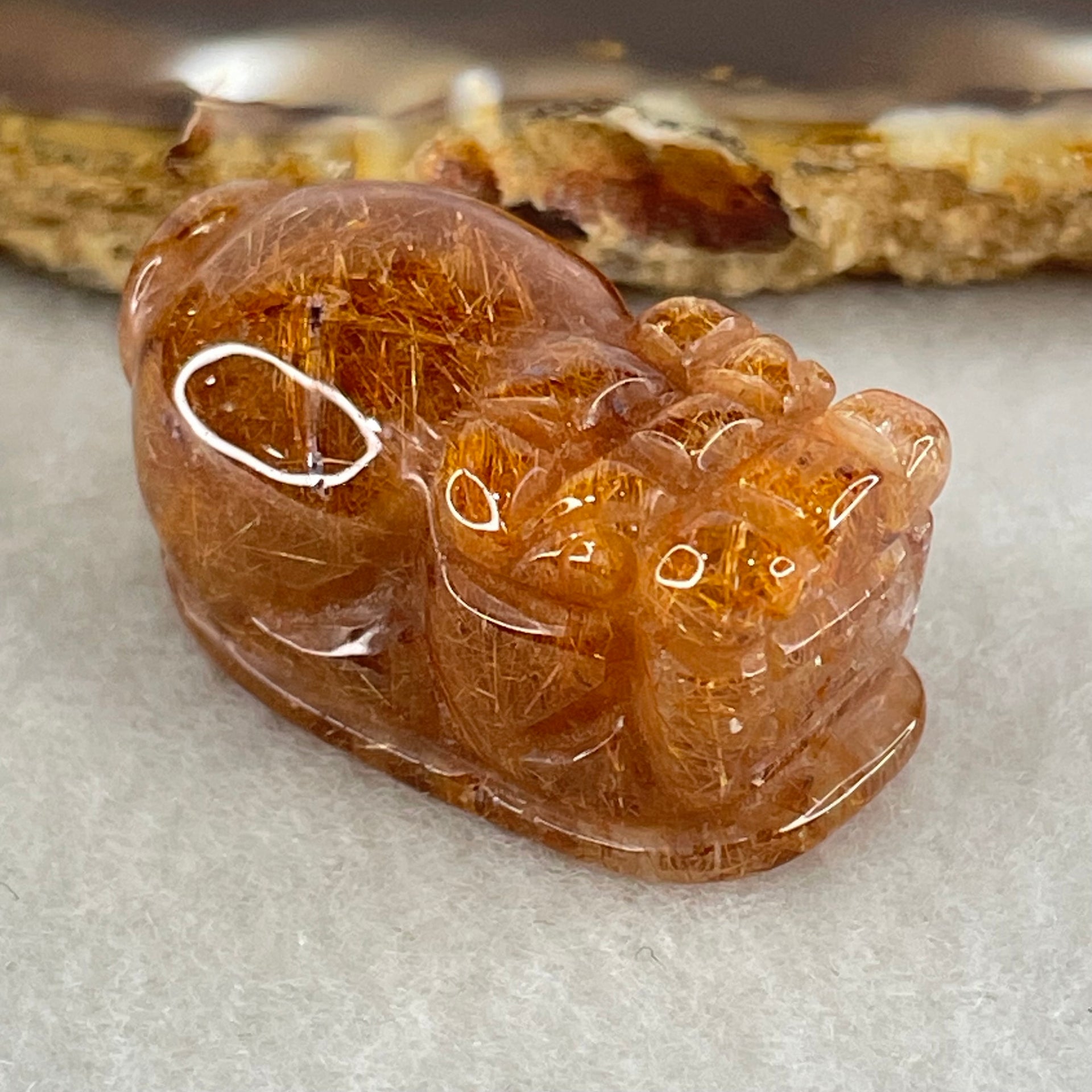 Good Grade Natural Copper Rutilated Quartz Pixiu Pendant Charm 13.90g 29.9 by 17.1 by 15.4mm - Huangs Jadeite and Jewelry Pte Ltd