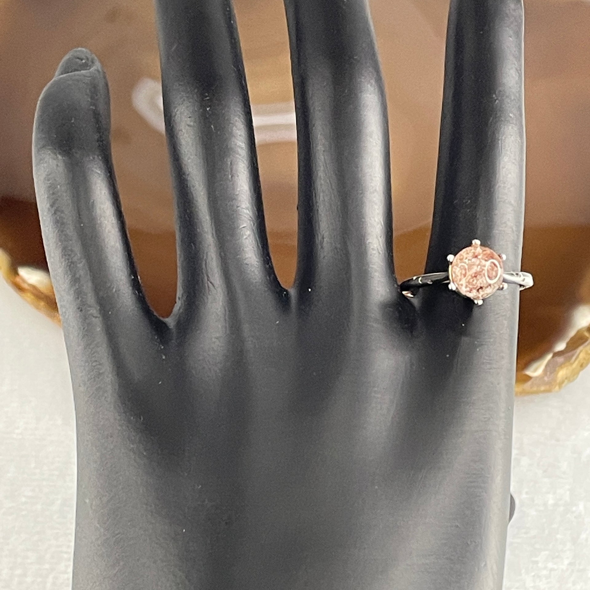 Good Grade Natural Red Phantom Quartz Ring in S925 Sliver 2.22g 7.5mm (Adjustable Size) - Huangs Jadeite and Jewelry Pte Ltd