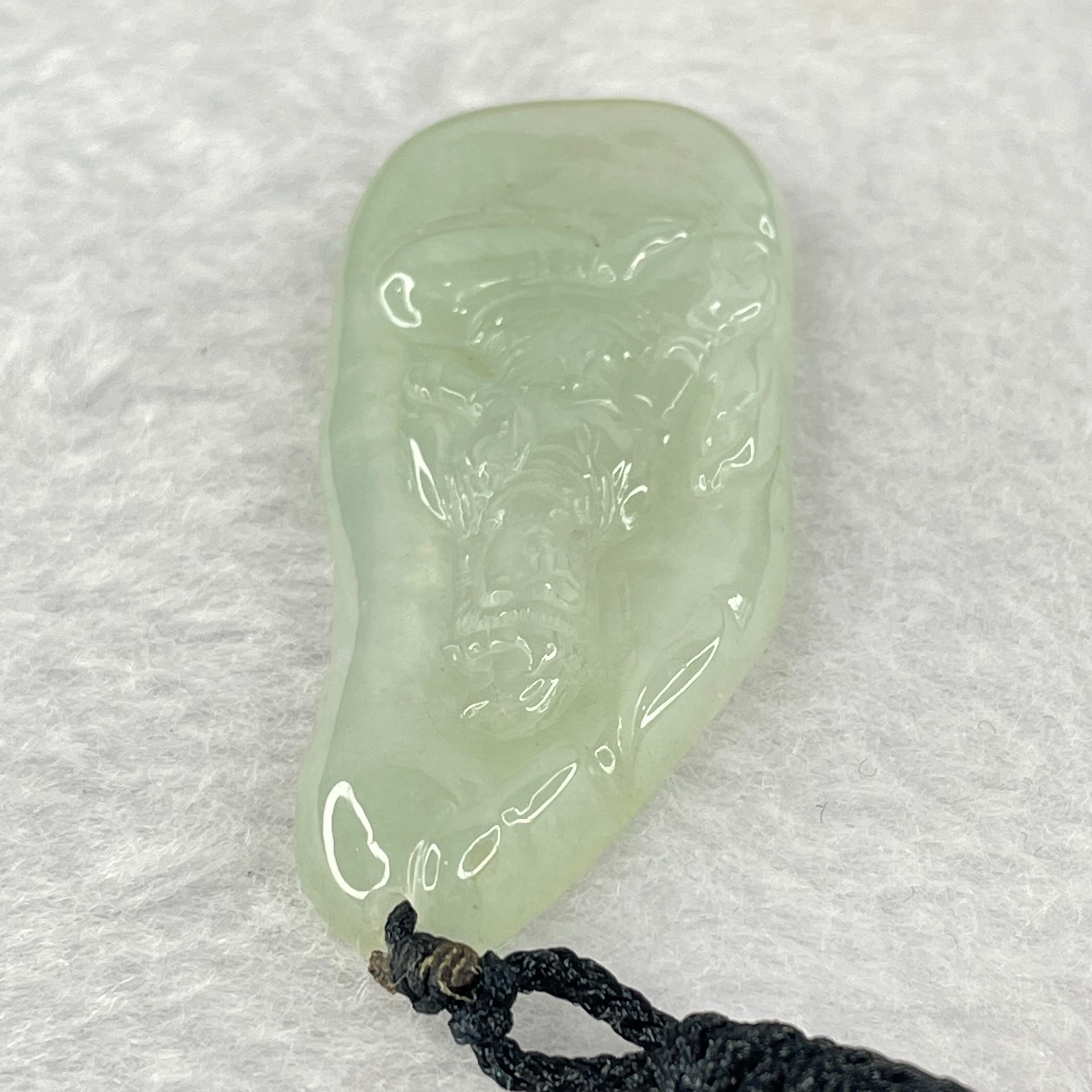 Type A Semi Icy Green Jadeite Guan Yin Pendent 11.98g 48.0 by 21.3 by 5.4mm - Huangs Jadeite and Jewelry Pte Ltd