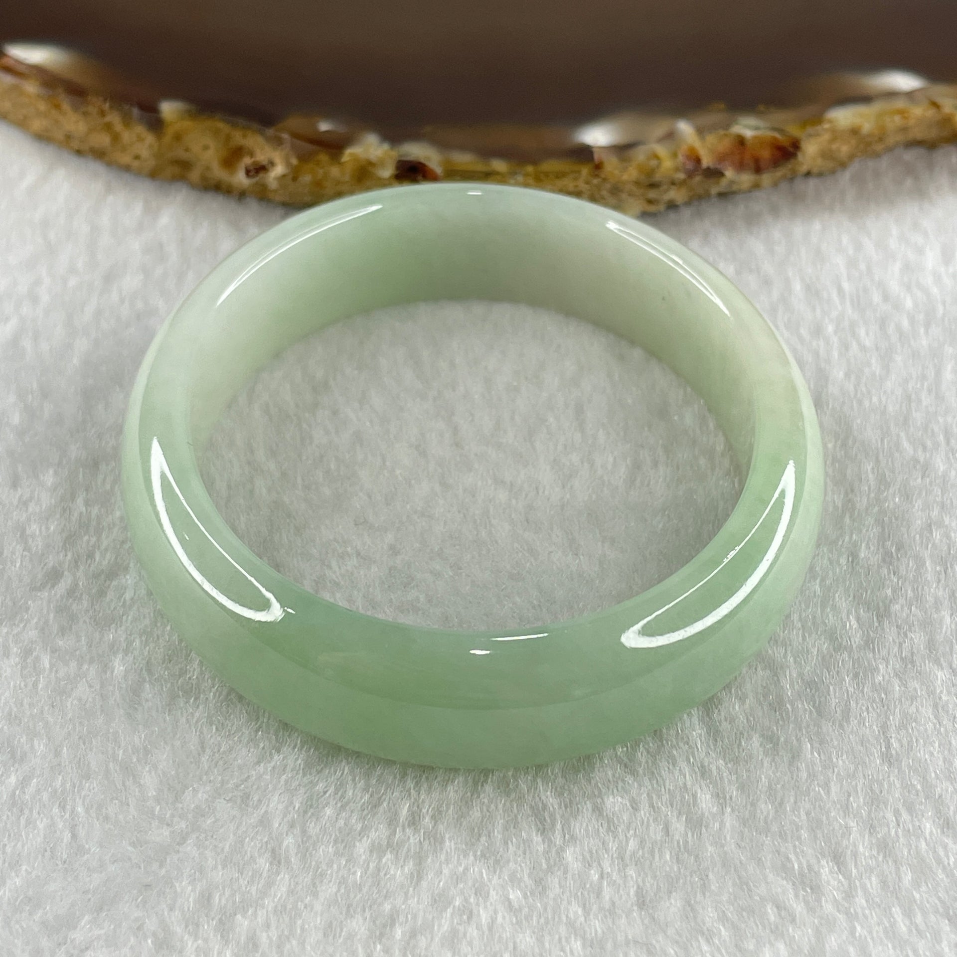 Natural Type A Light Green with White and Yellow Jadeite Oval Bangle 36.02g Inner Diameter 52.1mm 12.7 by 6.2mm (Close to Perfect) - Huangs Jadeite and Jewelry Pte Ltd