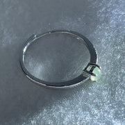 Type A Semi Icy Green Cabochon Jadeite in S925 Sliver Ring (Adjustable Size) 1.09g 4.0 by 2.0mm - Huangs Jadeite and Jewelry Pte Ltd