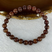Natural Copper Rutilated Quartz Beads Bracelet 天然銅髮晶手镯 16.36g 16cm 7.9mm 25 Beads - Huangs Jadeite and Jewelry Pte Ltd