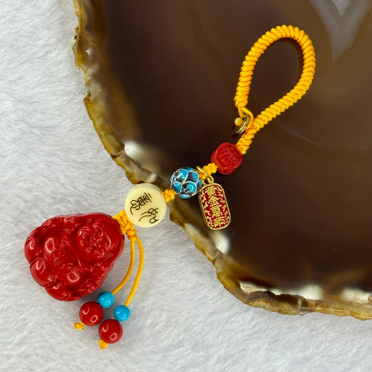 Natural Red Cinnabar Milo Buddha Pendent 15.90g 25.6 by 21.5 by 10.3mm - Huangs Jadeite and Jewelry Pte Ltd