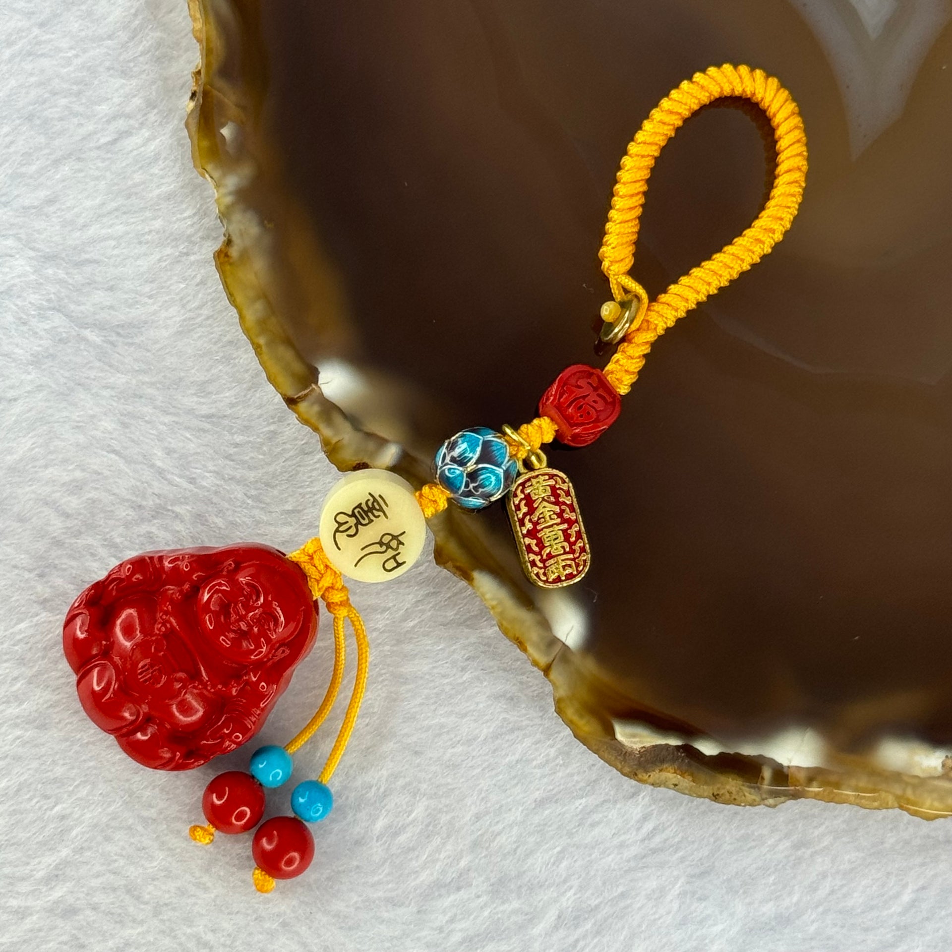 Natural Red Cinnabar Milo Buddha Pendent 15.90g 25.6 by 21.5 by 10.3mm - Huangs Jadeite and Jewelry Pte Ltd