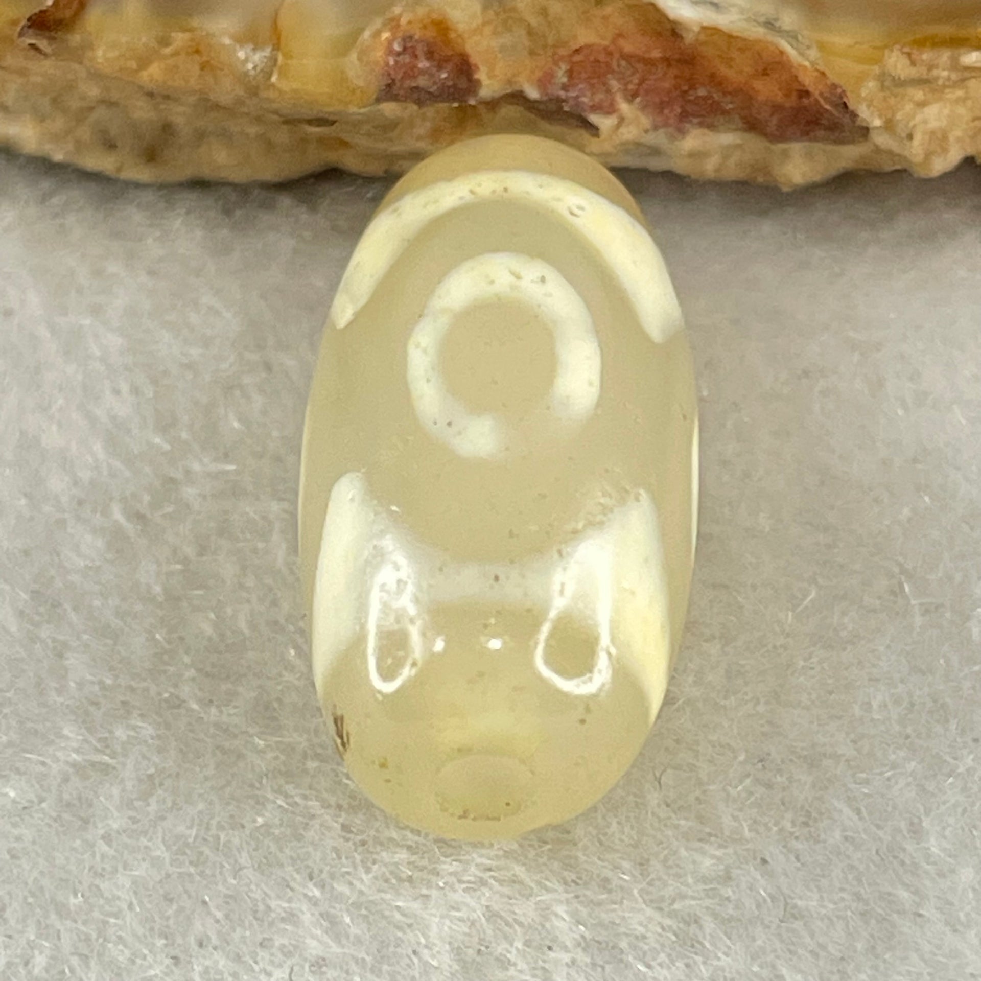 Natural Powerful Tibetan Old Oily Agate 3 Eyes Dzi Bead Heavenly Master (Tian Zhu) 三眼天诛 3.06g 19.6 by 10.2mm - Huangs Jadeite and Jewelry Pte Ltd