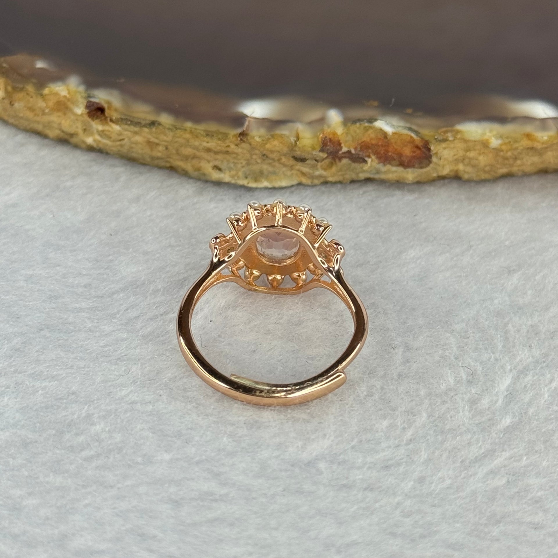 Natural Morganite in 925 Sliver Rose Gold Color Ring (Adjustable Size) 2.39g 7.8 by 6.6 by 4.6mm - Huangs Jadeite and Jewelry Pte Ltd