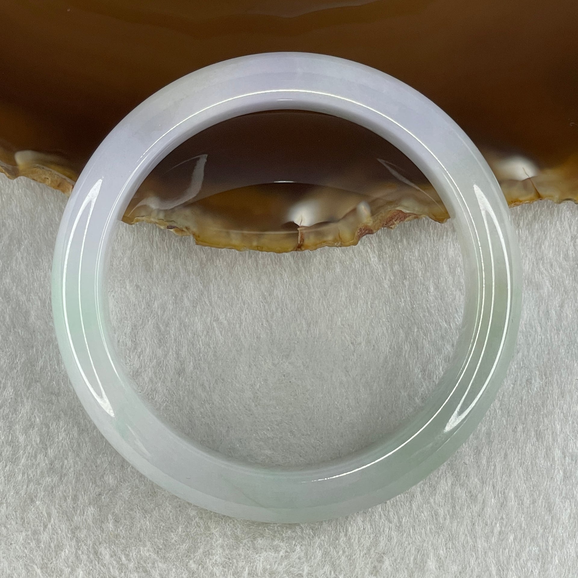 Type A Natural Light Lavender Light Green Jadeite Bangle 48.46g Inner Diameter 51.0mm 12.7 by 7.8mm (Slight Internal Lines) - Huangs Jadeite and Jewelry Pte Ltd