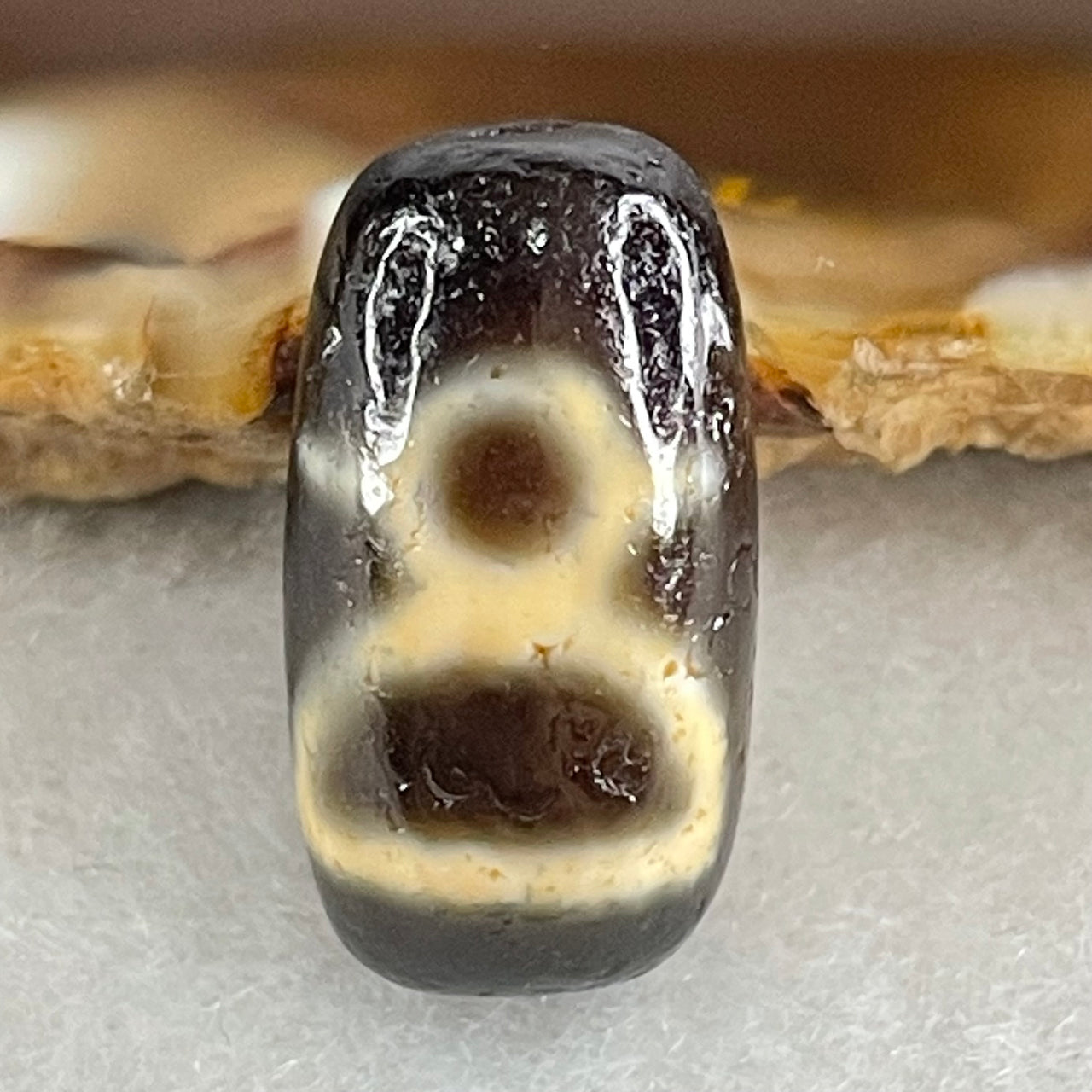 Natural Powerful Tibetan Old Oily Agate 2 Cai Shen Dzi Bead Heavenly Master (Tian Zhu) 3.32g 19.2 by 10.5mm - Huangs Jadeite and Jewelry Pte Ltd