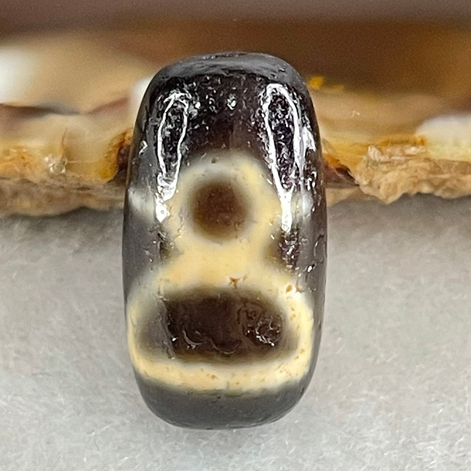 Natural Powerful Tibetan Old Oily Agate 2 Cai Shen Dzi Bead Heavenly Master (Tian Zhu) 3.32g 19.2 by 10.5mm - Huangs Jadeite and Jewelry Pte Ltd