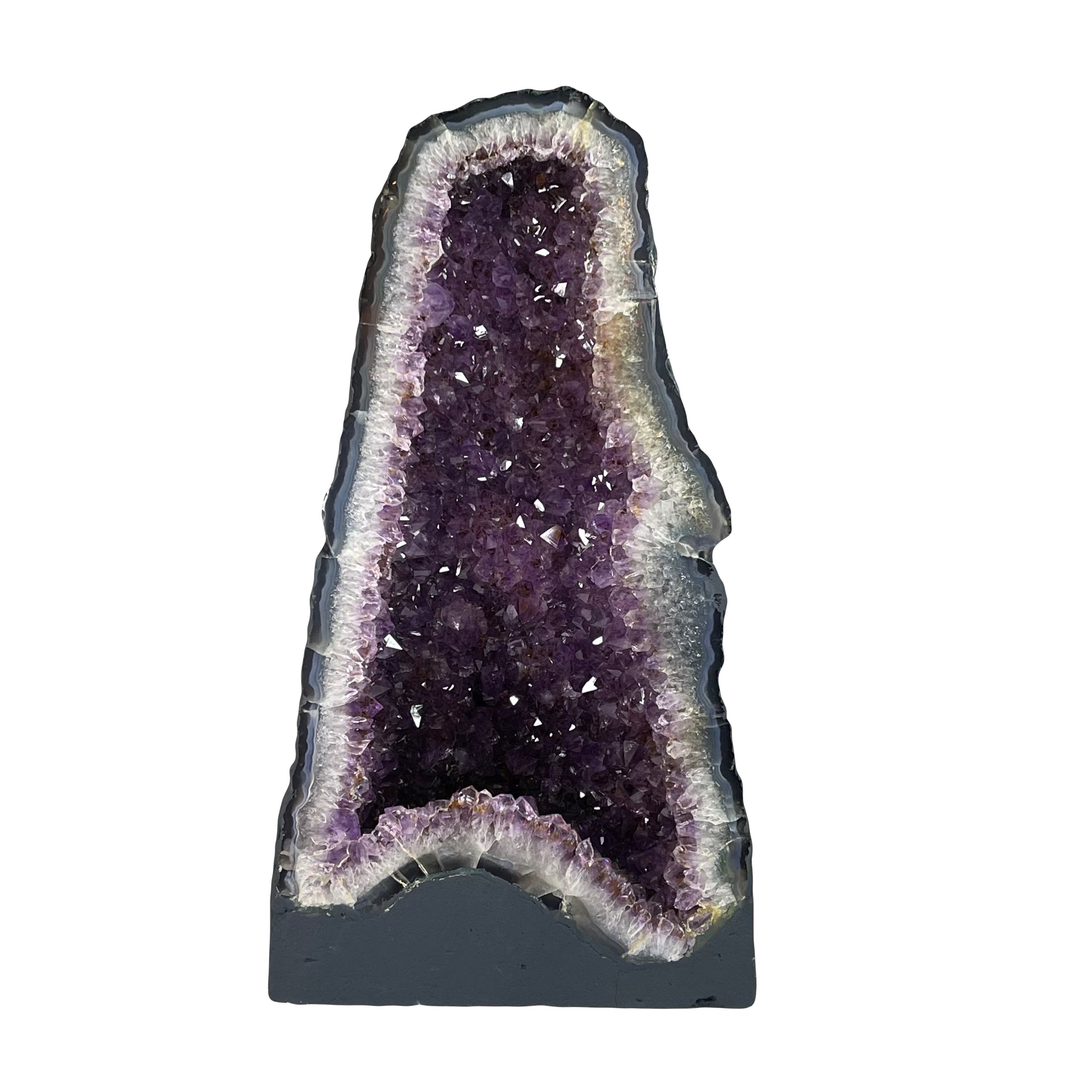 Good Grade Natural Brazil Cacoxenite Amethyst Golden Rutilated Cave with White Calcite 11,1742kg 220.0x154.0x405.0mm - Huangs Jadeite and Jewelry Pte Ltd