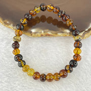 Natural Mixed Color Amber Beads Bracelet 天然琥珀手链 6.51g 16.5cm 7.8mm 32 Beads - Huangs Jadeite and Jewelry Pte Ltd