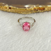 Pink Cubic Zirconia with Crystals in PT950 Plated Sliver Ring (Adjustable Size) 1.95g 9.7 by 7.8 by 5.2mm - Huangs Jadeite and Jewelry Pte Ltd