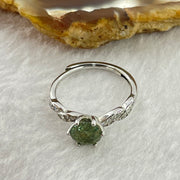 Blueish Green Cubic Zirconia 6.2 by 2.6mm with Crystals In S925 Sliver Ring (Adjustable Size) 1.51g - Huangs Jadeite and Jewelry Pte Ltd