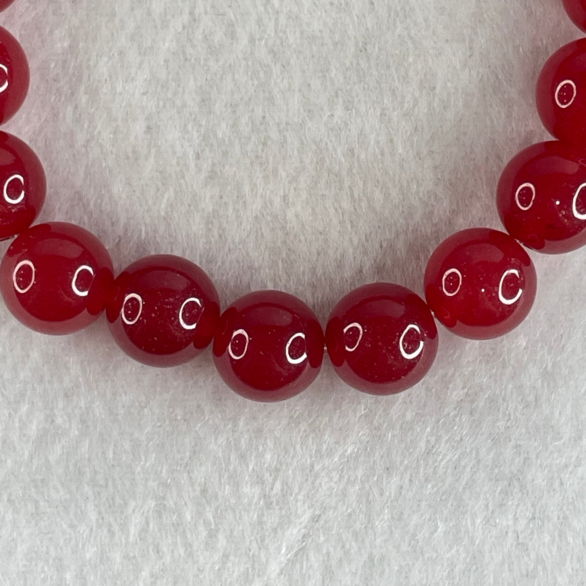 Natural Red Agate Beads Bracelet 28.08g 15.5cm 10.3mm 19 Beads - Huangs Jadeite and Jewelry Pte Ltd