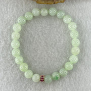 Type A Natural Light Apple Green Jadeite Beads Bracelet 18.06g 15cm 7.8mm 24 Beads - Huangs Jadeite and Jewelry Pte Ltd