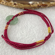 Type A Blueish Green Jadeite Ping An Kou Donut In String Bracelet 2.16g 14.4 by 3.5mm - Huangs Jadeite and Jewelry Pte Ltd