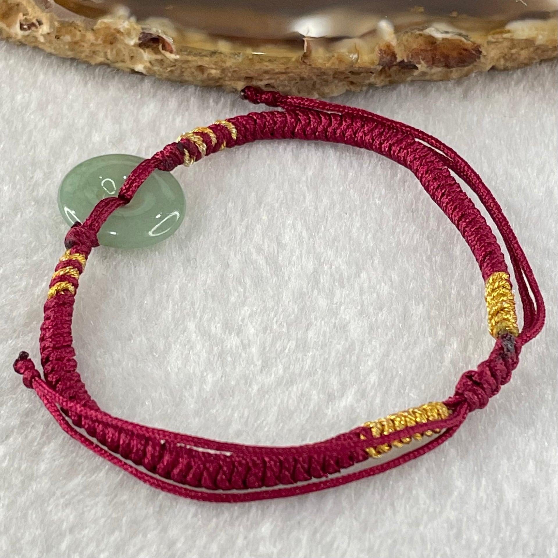 Type A Blueish Green Jadeite Ping An Kou Donut In String Bracelet 2.16g 14.4 by 3.5mm - Huangs Jadeite and Jewelry Pte Ltd