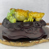 Rare Grand Master Multi Color Type A Yellow Red Spicy Green White Ultimate Prosperity 3 Legged Toad Chan Chu with 3 Babies Ruyis and Coins 206.68g 97.0 by 55.8 by 32.4mm with Wooden Stand - Huangs Jadeite and Jewelry Pte Ltd