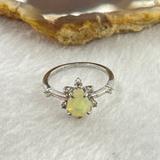 Natural Teardrop Opal 7.5 by 6.0 by 4.0mm with Crystals In S925 Sliver Ring (Adjustable Size) 1.79g - Huangs Jadeite and Jewelry Pte Ltd