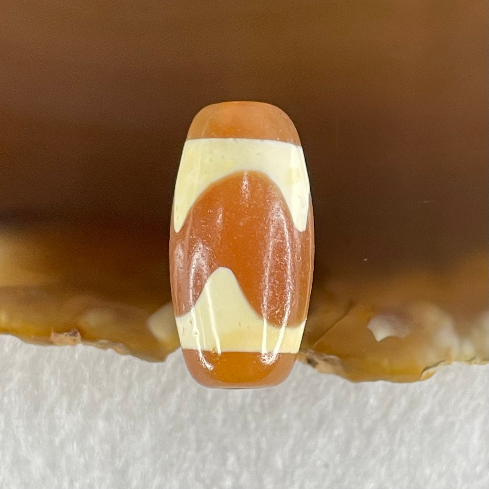 Natural Powerful Tibetan Old Oily Agate Tiger Tooth Daluo Dzi Bead Heavenly Master (Tian Zhu) 虎呀天诛 2.95g 20.0 by 10.1mm - Huangs Jadeite and Jewelry Pte Ltd