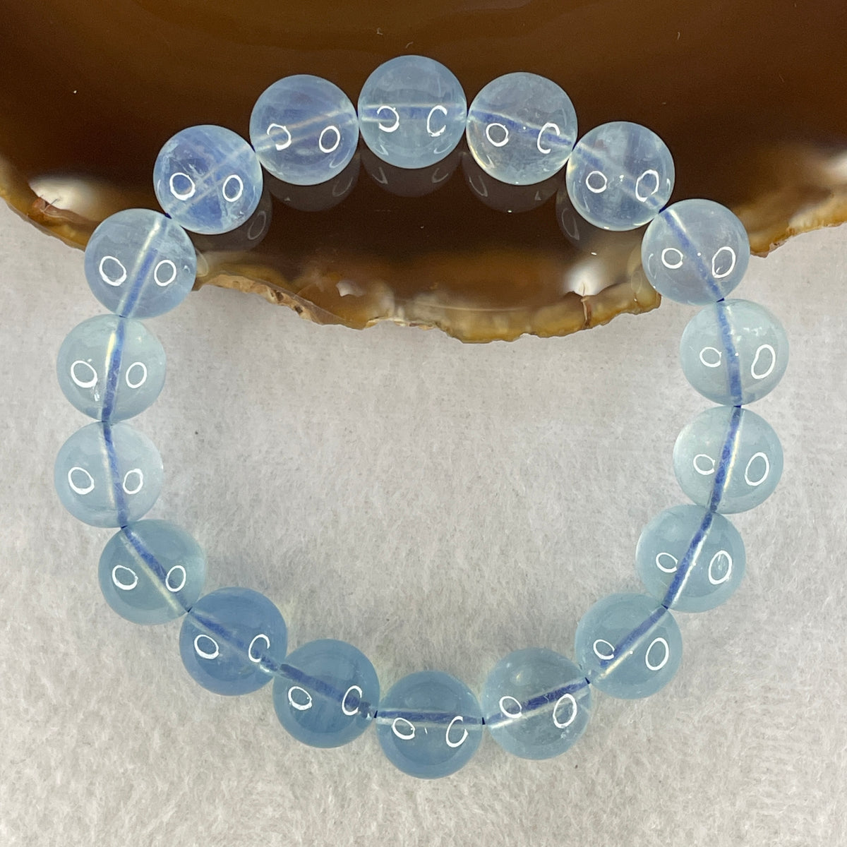 Certified Above Average Natural Aquamarine Beads Bracelet | 17cm with 18 Beads 11.7mm (39.37g | Ocean Blue Translucency | Throat & Third Eye Chakra Harmony, Tranquil Communication & Serene Wealth Shield)