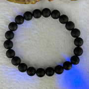 Natural Dark Matt Black Amber Beads Bracelet 天然大黑天翁琥珀手链 7.08g 15cm 8.4mm 22 Beads - Huangs Jadeite and Jewelry Pte Ltd