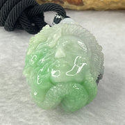 Type A Green with Wuji Grey Jadeite Good vs Evil Pendent 30.72g 31.6 by 24.7 by 23.6mm - Huangs Jadeite and Jewelry Pte Ltd