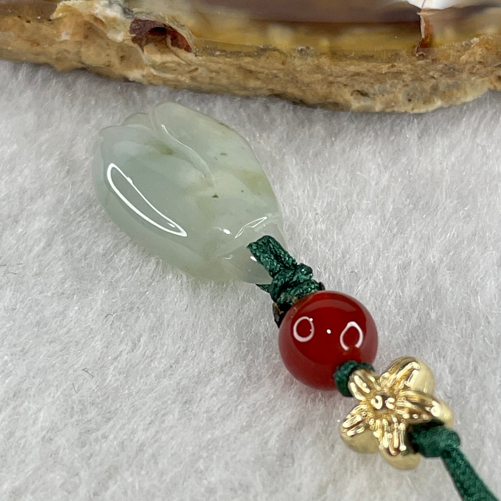 Natural Type A Light Green Jadeite Flower Charm 2.72g 18.2 by 10.8 by 5.1mm - Huangs Jadeite and Jewelry Pte Ltd