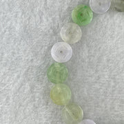 Natural Type A Light Green Light Lavender with Yellow Jadeite Ancient Coin Shape Beads Bracelet 11.58g 16cm 9.1mm 20 Beads - Huangs Jadeite and Jewelry Pte Ltd