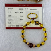 Natural Yellow Golden and Red Amber Beads Bracelet 7.24g 11.4mm 1 Bead 8.2mm 13 Beads - Huangs Jadeite and Jewelry Pte Ltd