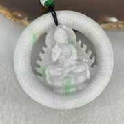Type A Light Lavender Green Jadeite Buddha Ping An Kou Donut Pendant 74.33g 56.4 by 13.6mm - Huangs Jadeite and Jewelry Pte Ltd