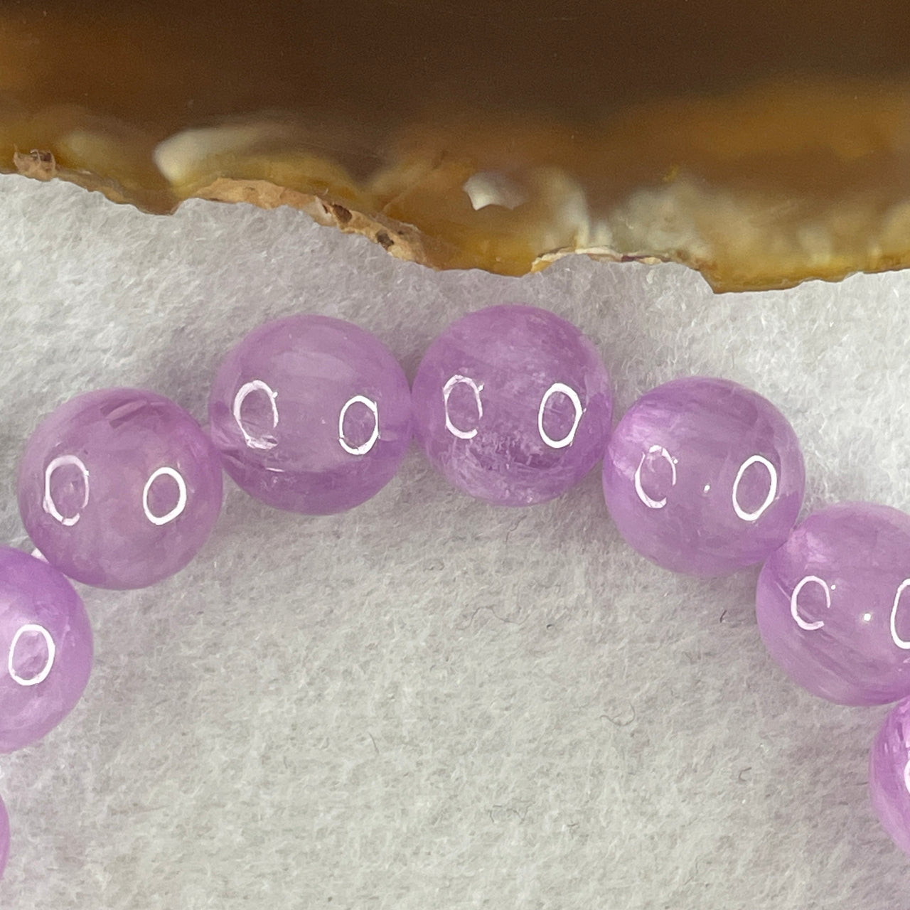 Certified Natural Cats Eye Purple Kunzite Beads Bracelet 39.14g 16cm 11.1mm 18beads