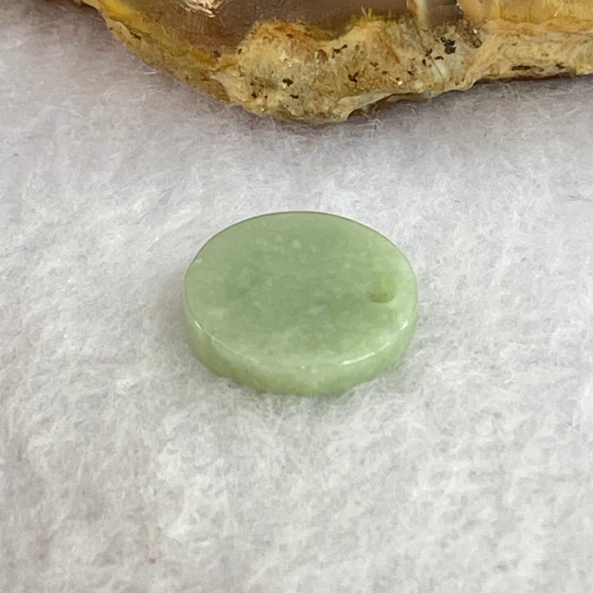 Type A Blueish Green Jadeite Mini Round Wu Shi Pai Pendant 1.18g 13.8 by 2.5mm - Huangs Jadeite and Jewelry Pte Ltd