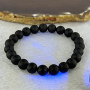 Natural Dark Matt Black Amber Beads Bracelet 天然大黑天翁琥珀手链 7.30g 16cm 8.4mm 23 Beads - Huangs Jadeite and Jewelry Pte Ltd