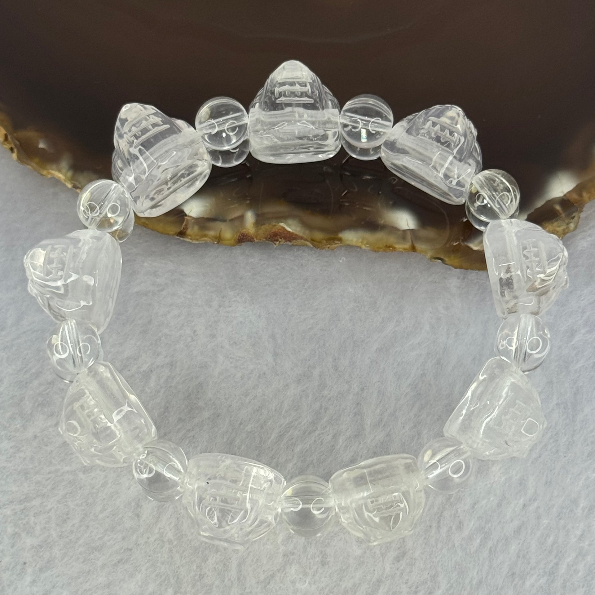 Natural Clear Quartz Dragon Turtle and Beads Bracelet 62.52g 17cm 19.8 by 14.6 by 11.7mm 9 Dragon Turtle - Huangs Jadeite and Jewelry Pte Ltd