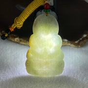 Type A Light Blueish Green with Yellow Jadeite Guan Yin Tara Pendant 29.14g 60.1 by 38.8 by 6.5mm - Huangs Jadeite and Jewelry Pte Ltd